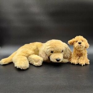 DEMDACO Tan Golden Retriever Poodle Plush Dog Lot Realistic Stuffed Animal Toy